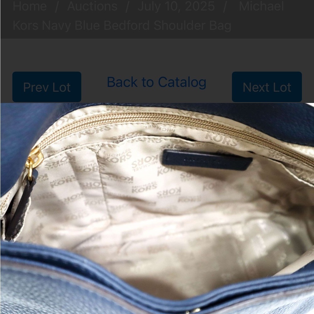 Michael Kors Blue Leather Shoulder Bag with Curved Design - Picture 8 of 9